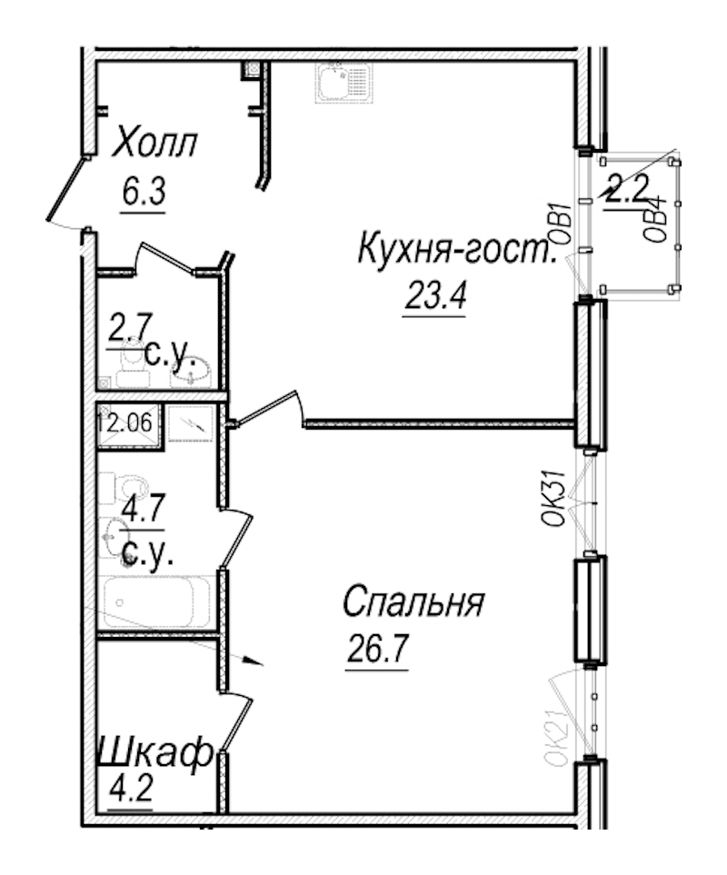1-комнатная квартира 68.7 м², 6/8 эт., Комплекс апартаментов «Meltzer Hall»